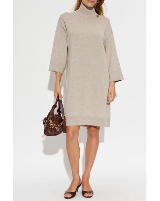 Fabiana Filippi White Wool Dress With Appliqué