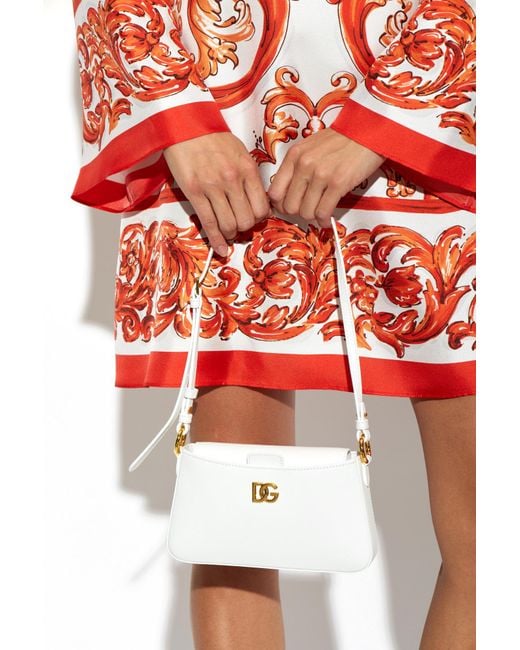 Dolce & Gabbana White Leather Bag With Logo