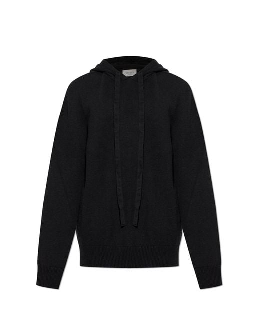 Laneus Black Wool Hoodie for men