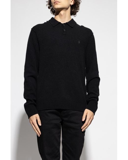 AllSaints Black Polo 'Statten' for men
