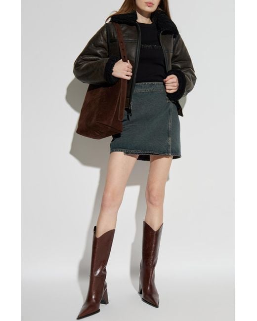 Samsøe & Samsøe Black Sheepskin Coat 'Safreya'