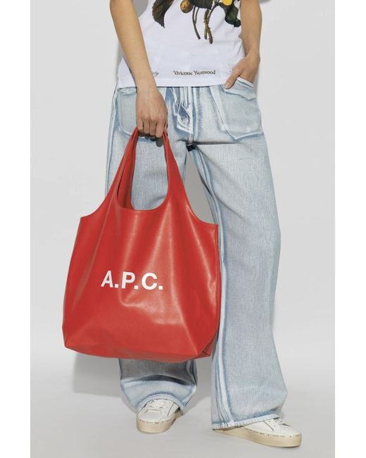 A.P.C. Red Shopper Bag 'Ninon'