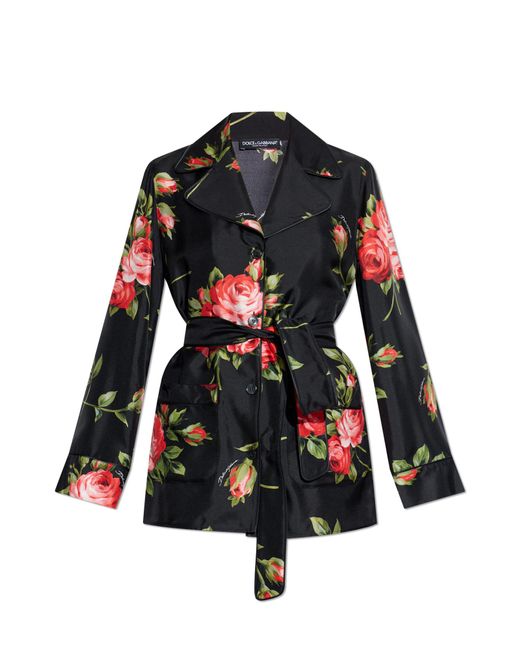 Dolce & Gabbana Red Silk Shirt With A Belt