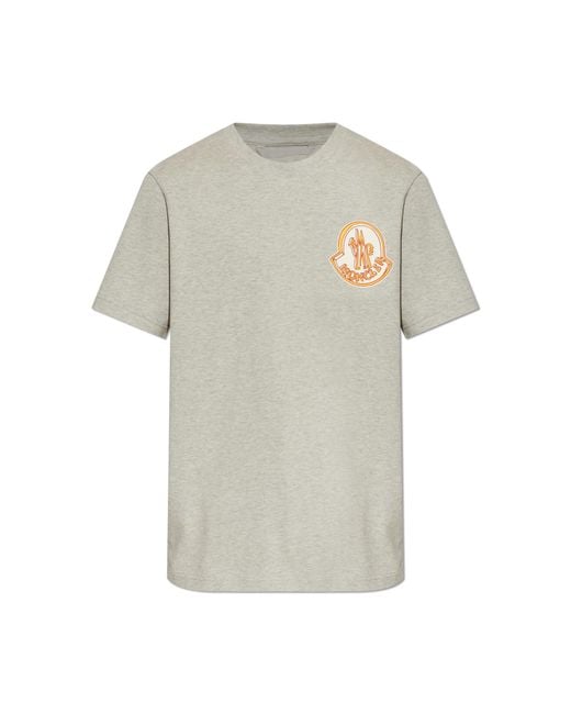 Moncler White T-Shirt With Printed Logo for men