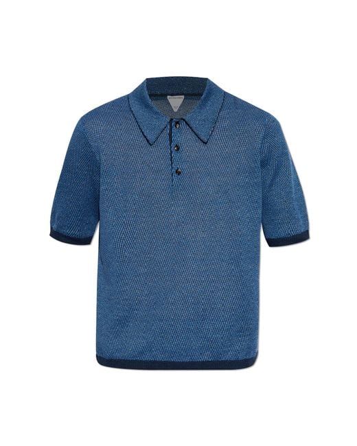 Bottega Veneta Blue Patterned Polo for men