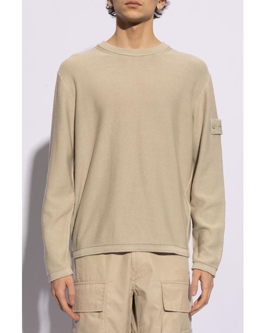 Stone Island Natural Sweater With Logo, for men