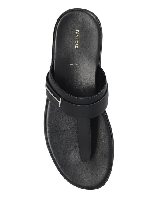 Tom Ford Black Leather Slides for men