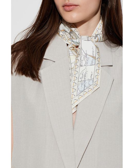 Tory Burch White Silk Scarf
