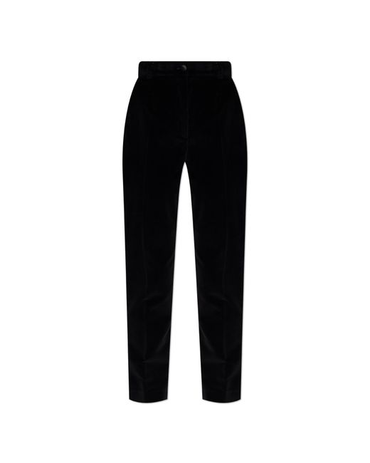 Dolce & Gabbana Black High-Waisted Velvet Side-Stripe Trousers