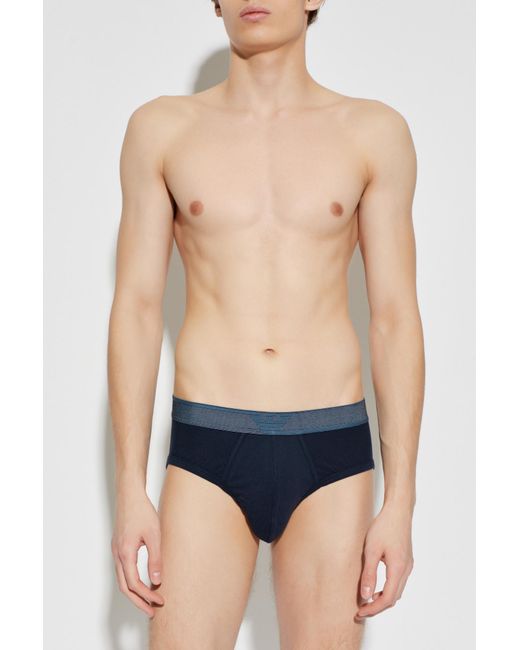 Emporio Armani Blue Briefs With Logo for men