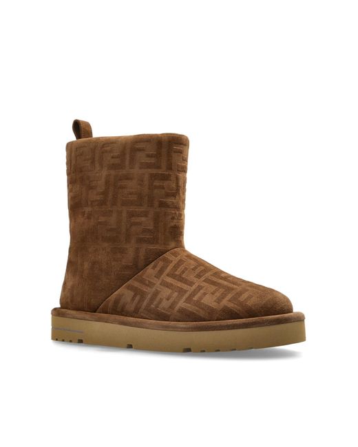 Fendi Brown Snow Boots With Monogram