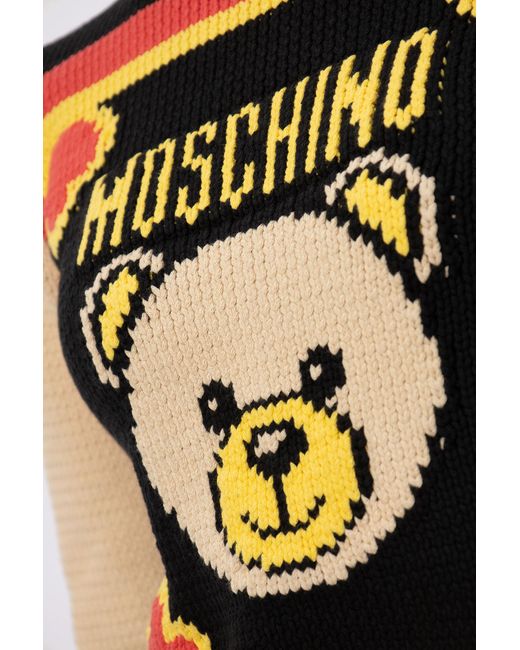 Moschino Black Sweater With Teddy Bear Motif,