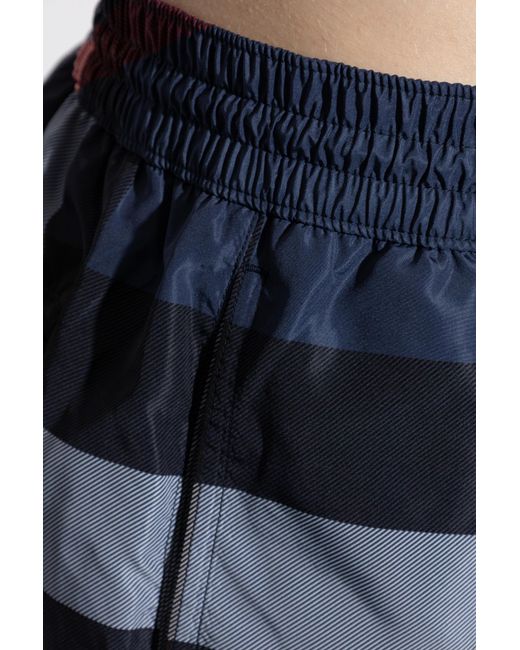 Burberry Blue Checked Pattern Swim Shorts for men