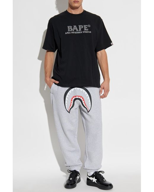 A Bathing Ape Black T-Shirt With Logo for men