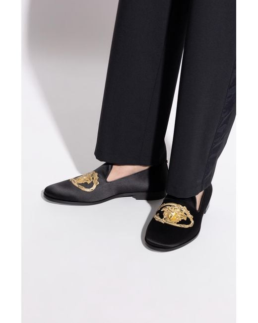 Versace Black Satin Loafers for men