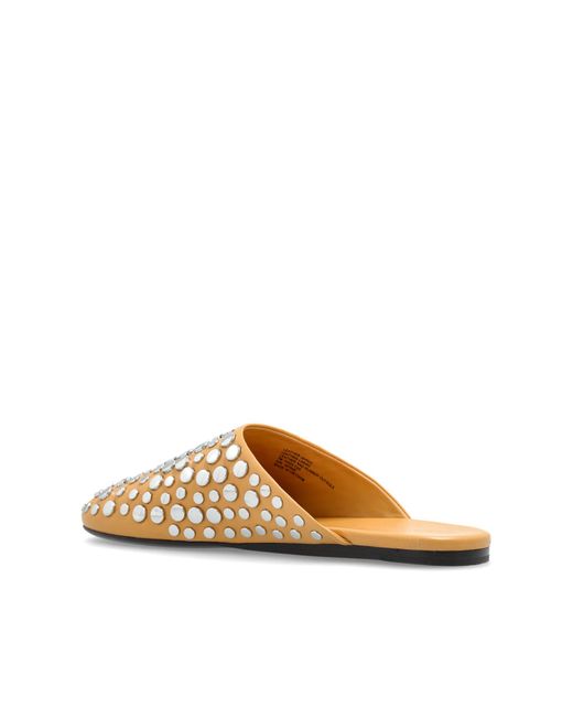 Tory Burch White Leather Slides With Studs