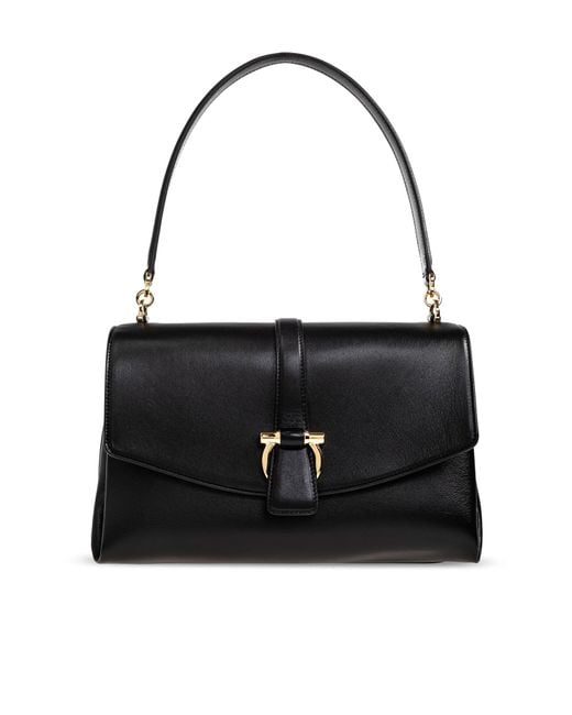 Ferragamo Black Leather Shoulder Bag
