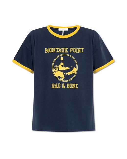 Rag & Bone Blue T-Shirt With Print