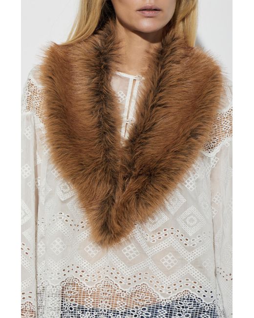 Munthe Brown "Voida" Faux Fur Scarf