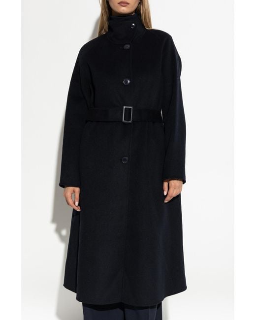 Emporio Armani Blue Coat With A Stand-Up Collar