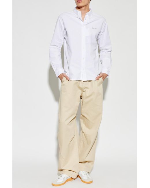 KENZO White Shirt With Embroidered Logo for men