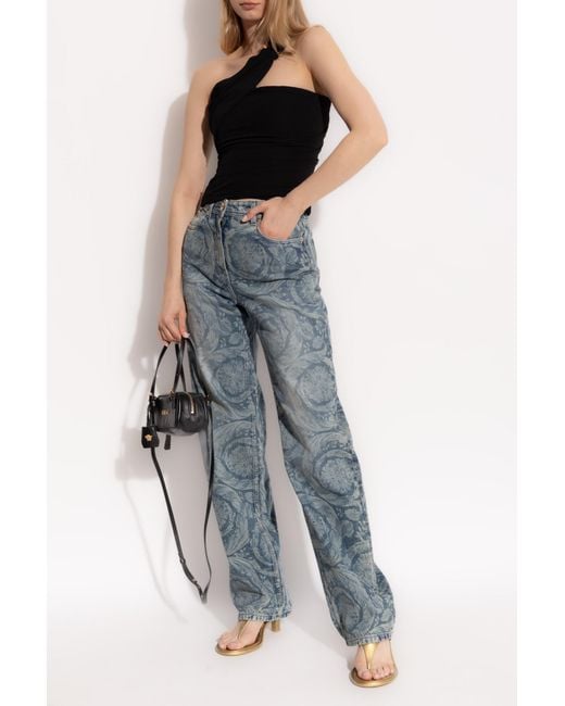 Versace Black Top With Bare Shoulder
