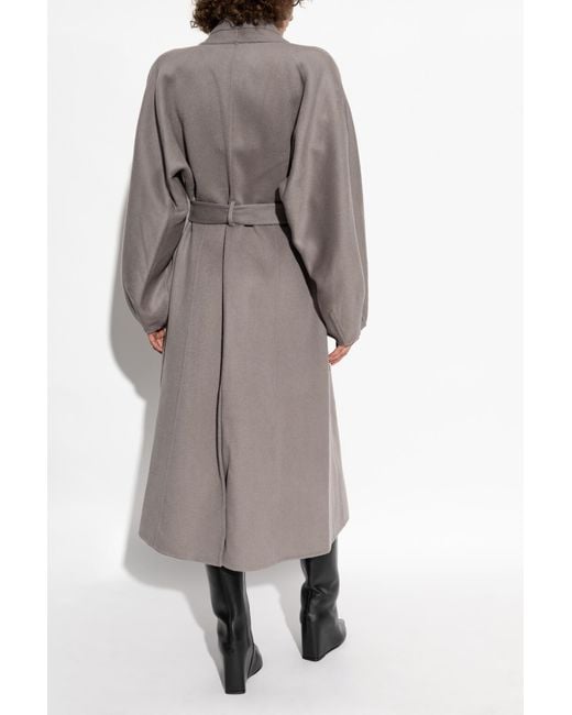 Diane von Furstenberg Gray Belted Wool Maxi Shawl Coat