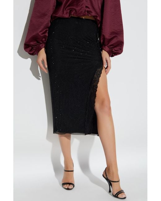 Self-Portrait Black Skirt With Shimmering Appliqués