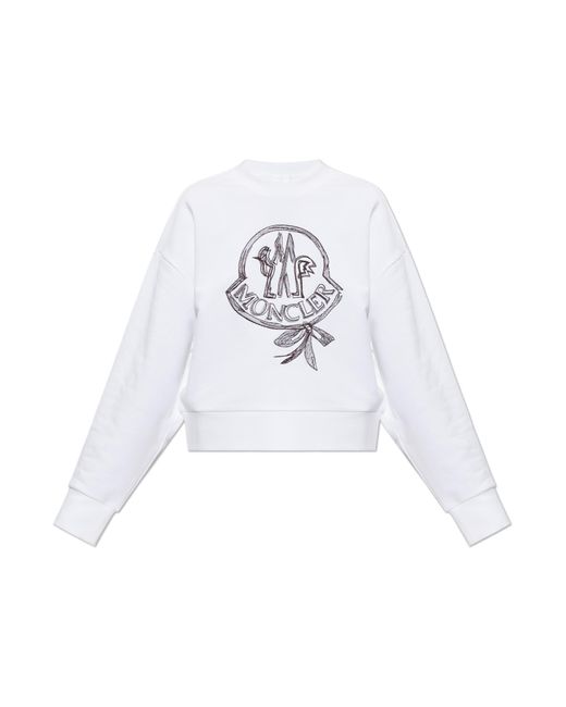 Moncler White Sweatshirt With Embroidered Logo