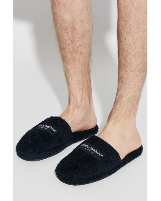 Dolce & Gabbana Black Flip-Flops With Logo for men