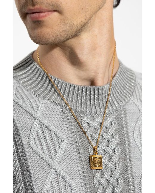 Versace Metallic Necklace With Charm, for men