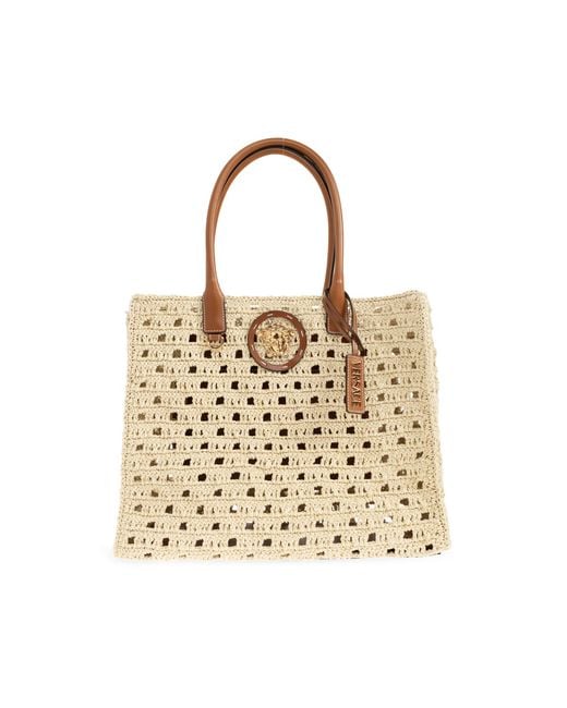 Versace Natural 'Large' Shopper Bag With Medusa Head