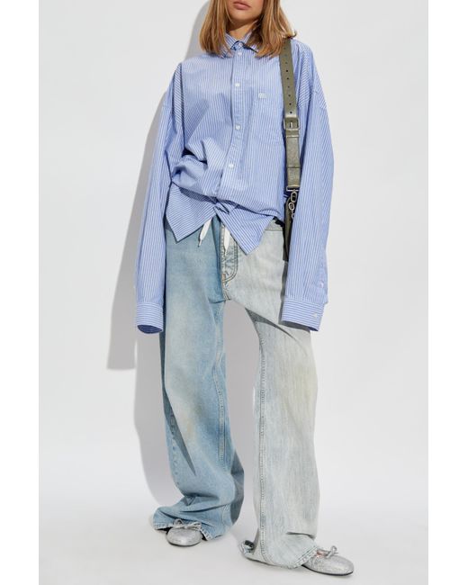 Balenciaga Blue Shirt With Stripe Pattern