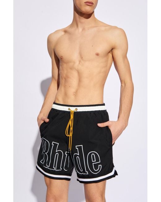 Rhude Black Shorts With Logo for men