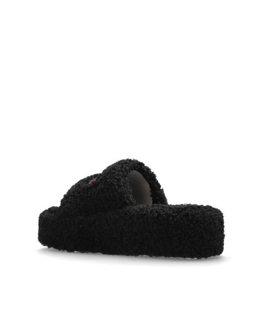Balenciaga Black Slides With Logo,