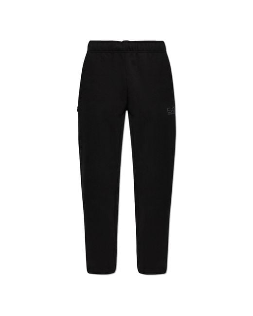 EA7 Black Sweatpants With Printed Logo for men