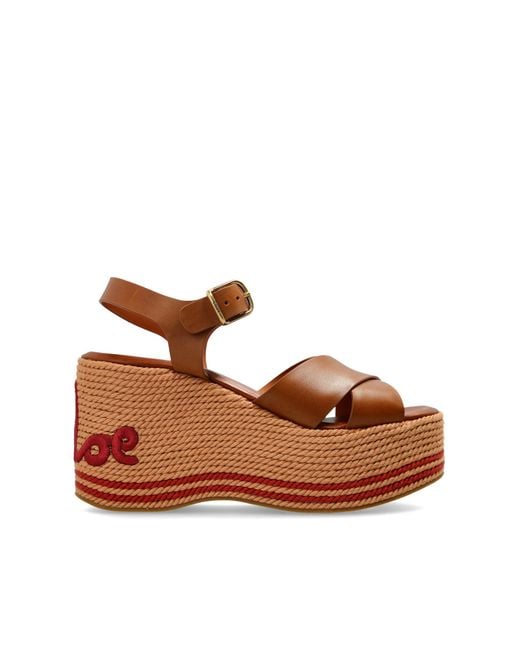 Chloé Brown Wedge Sandals 'Sand'