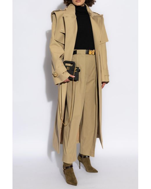 Balmain Cotton Pleated Trousers in Natural Lyst UK