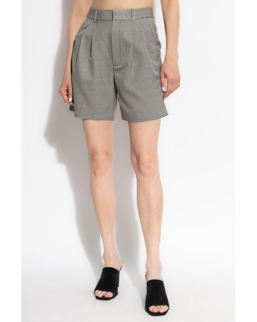 Anine Bing Gray Houndstooth Pattern Shorts