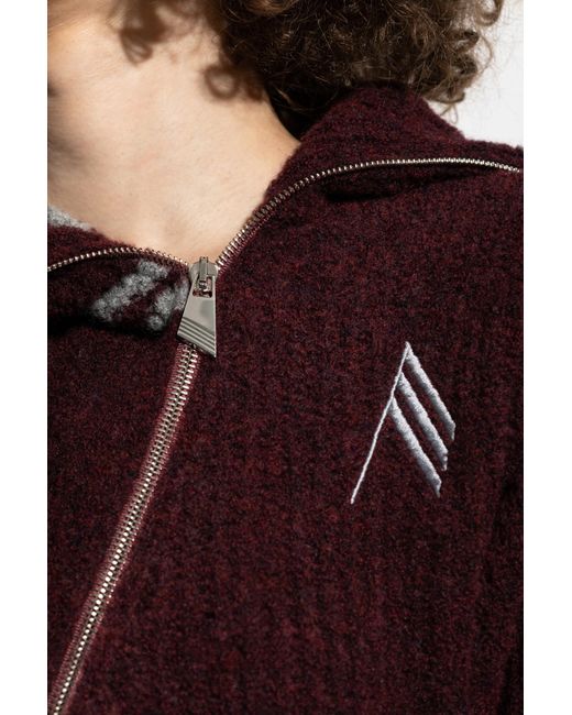 The Attico Red Cardigan With Stand-Up Collar