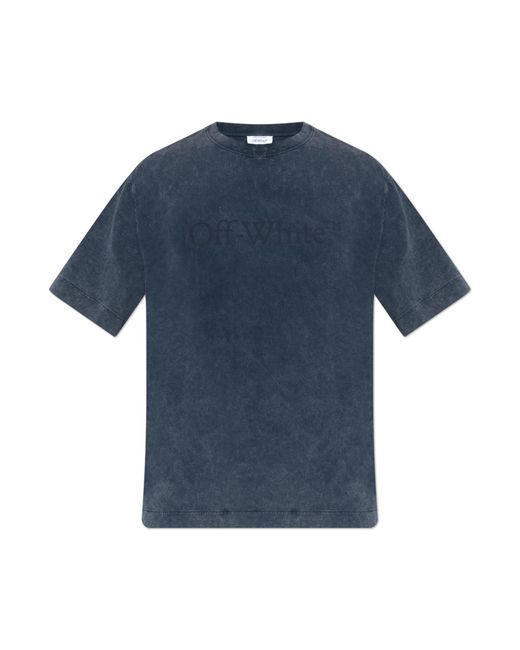 Off-White c/o Virgil Abloh Blue T-Shirt With Printed Logo for men