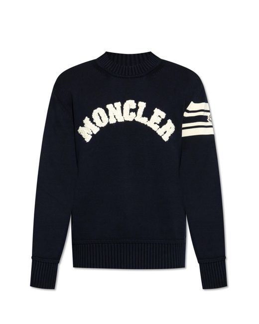 Moncler Blue Sweater With Logo for men