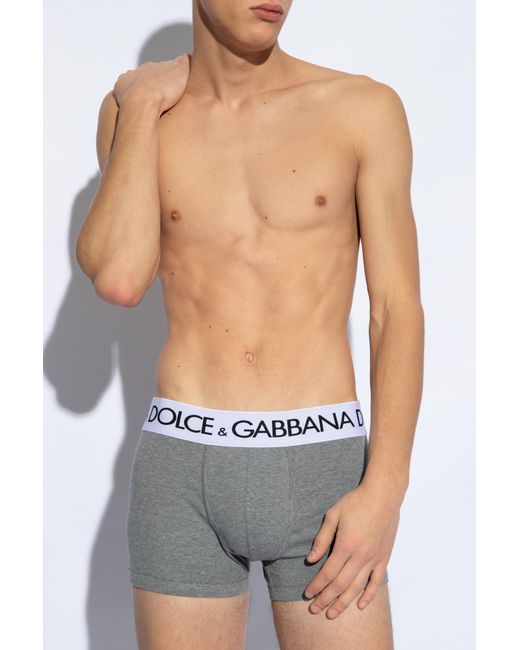 Dolce & Gabbana Gray Boxers With Logo for men