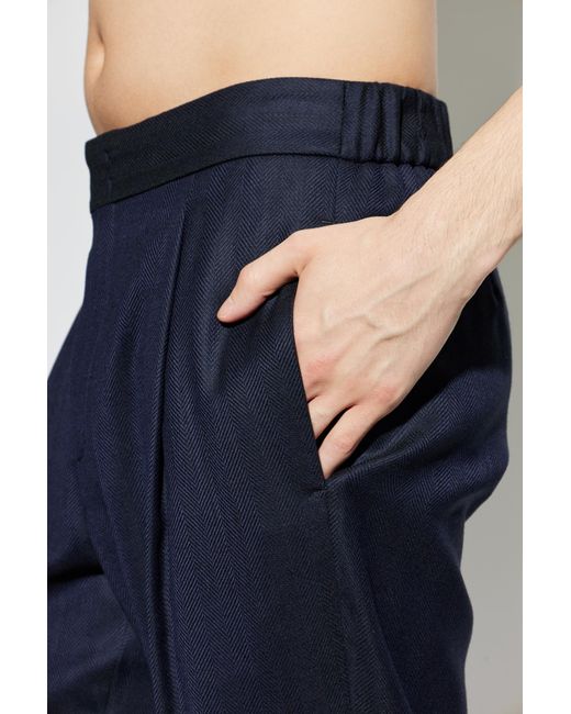 Giorgio Armani Blue Herringbone Pattern Trousers for men