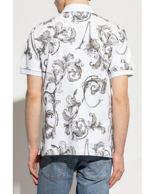 Versace Jeans Couture White Polo With Barocco Print for men