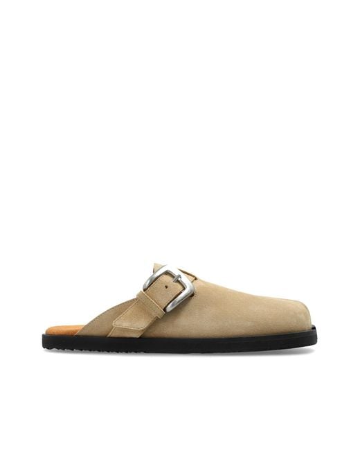 Maison Margiela Natural Suede 'Tabi' Cut-Out Slides