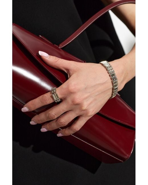 Jil Sander Metallic Ring Adorned With Crystals