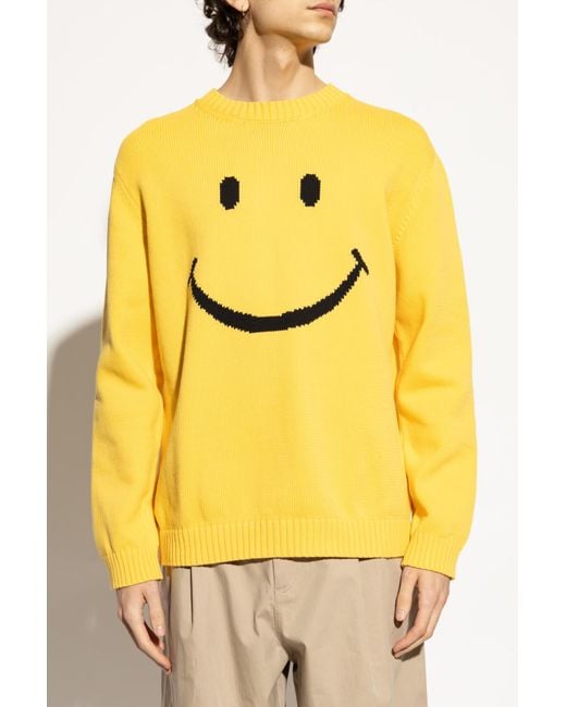 Moschino Yellow Round-Neck Knitwear for men