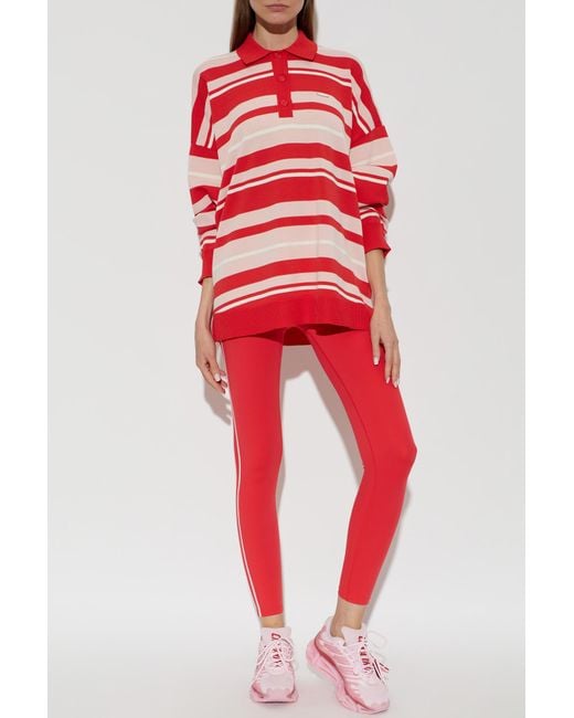 P.E Nation Red "Strata" Long Sleeve Polo