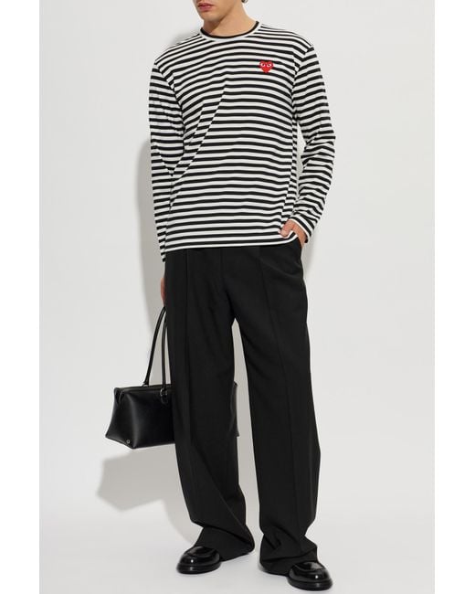 COMME DES GARÇONS PLAY Black Cotton T-Shirt With Logo Patch for men